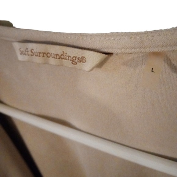 Soft Surroundings Camel Open Cardigan Soft Faux Suede BoHo Hippie Minimalist L - Picture 7 of 10